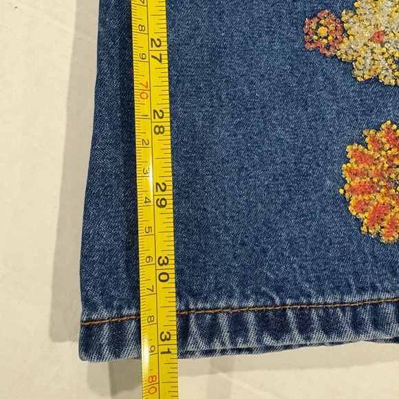 Joe Boxer Beaded Boho Wide Leg Hipster Blue Jeans for Women Size 9 - Picture 6 of 9